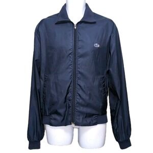 VTG Lacoste Izod Jacket Mens L Navy Blue Nylon Windbreaker Classic FLAWS